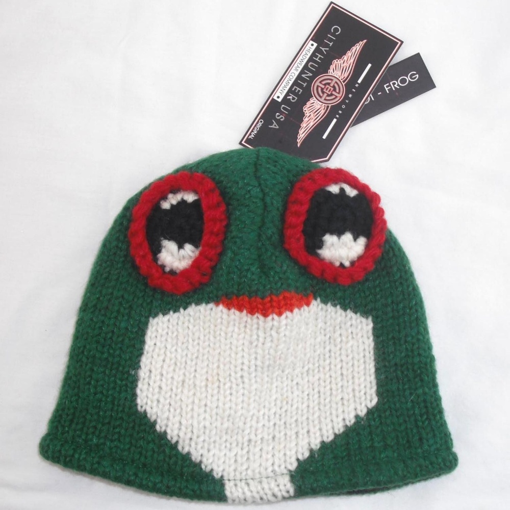 City Hunter Knit Cap Beanie FROG Fleece Lined Kids
